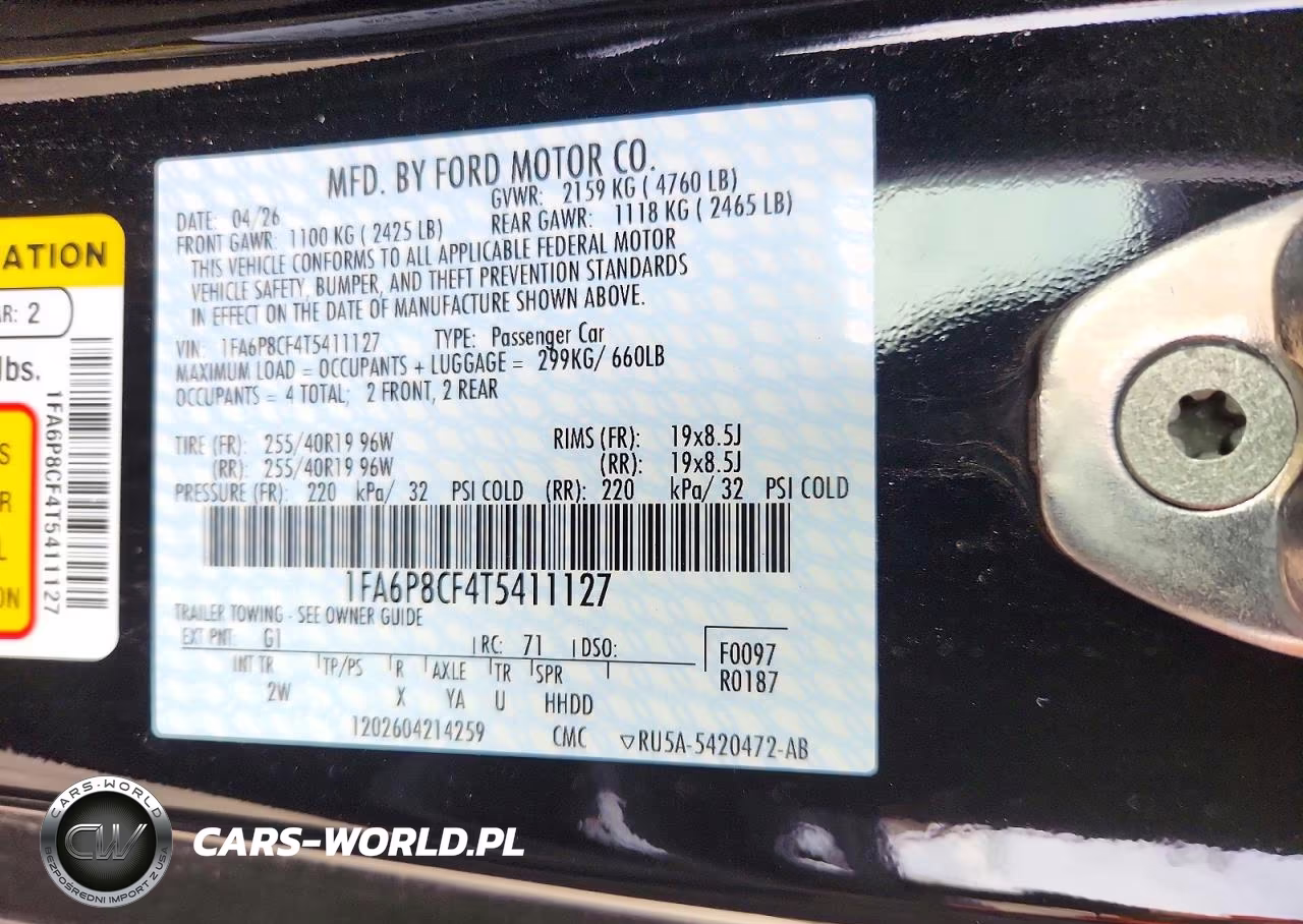 2026 Ford Mustang Gt Fastback VIN:1FA6P8CF4T5411127 - 13