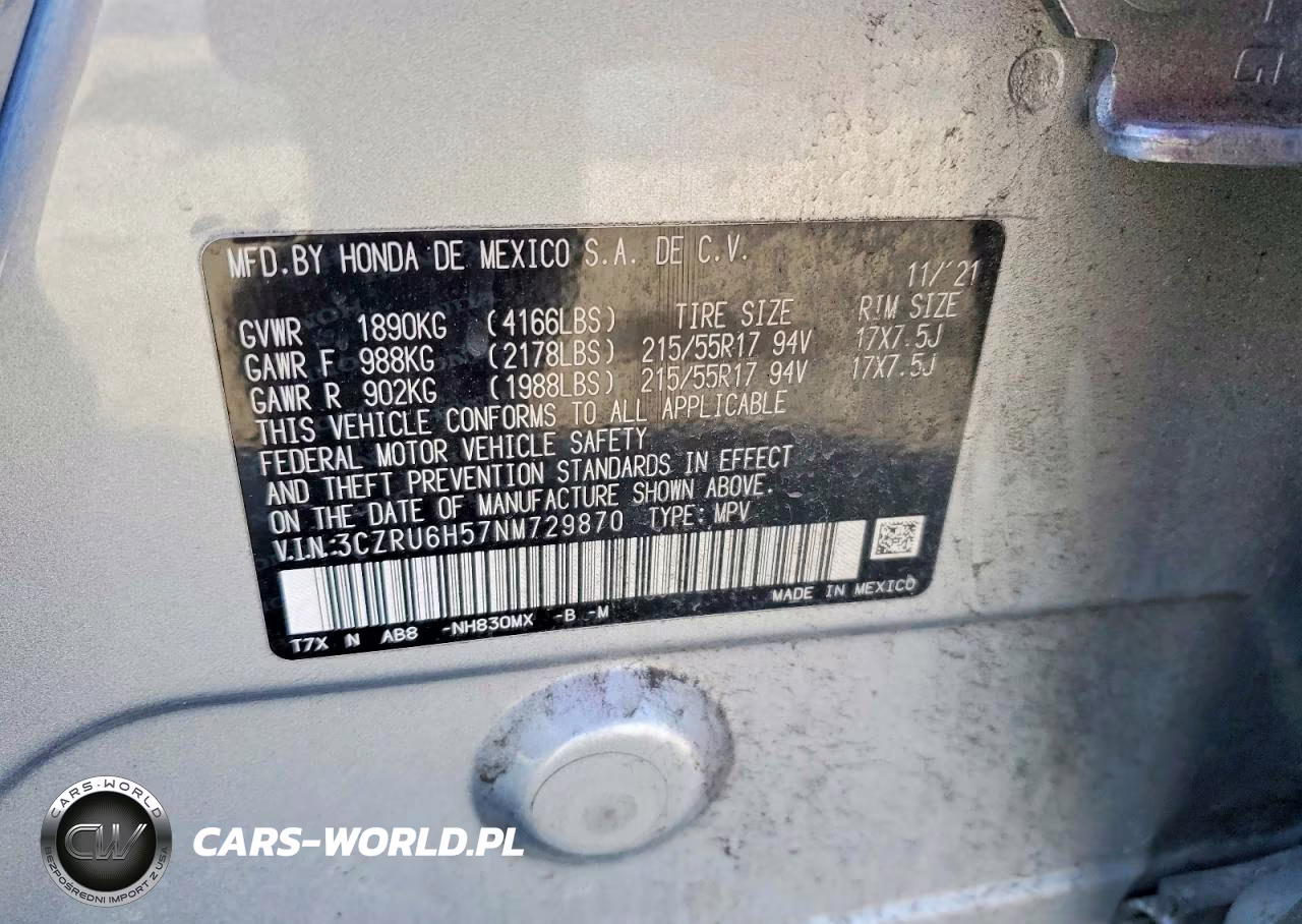 2022 Honda Hr-V Ex VIN:3CZRU6H57NM729870 - 13