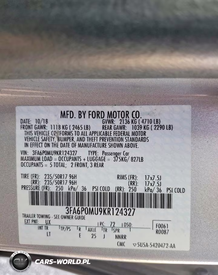2019 Ford Fusion Sel VIN:3FA6P0MU9KR124327 - 12
