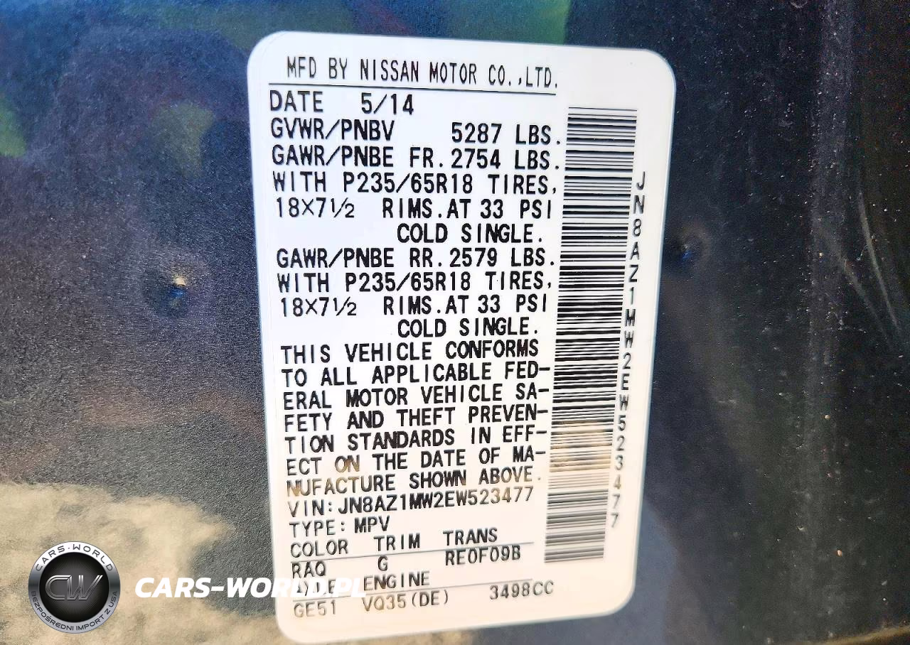 2014 Nissan Murano Sl VIN:JN8AZ1MW2EW523477 - 13