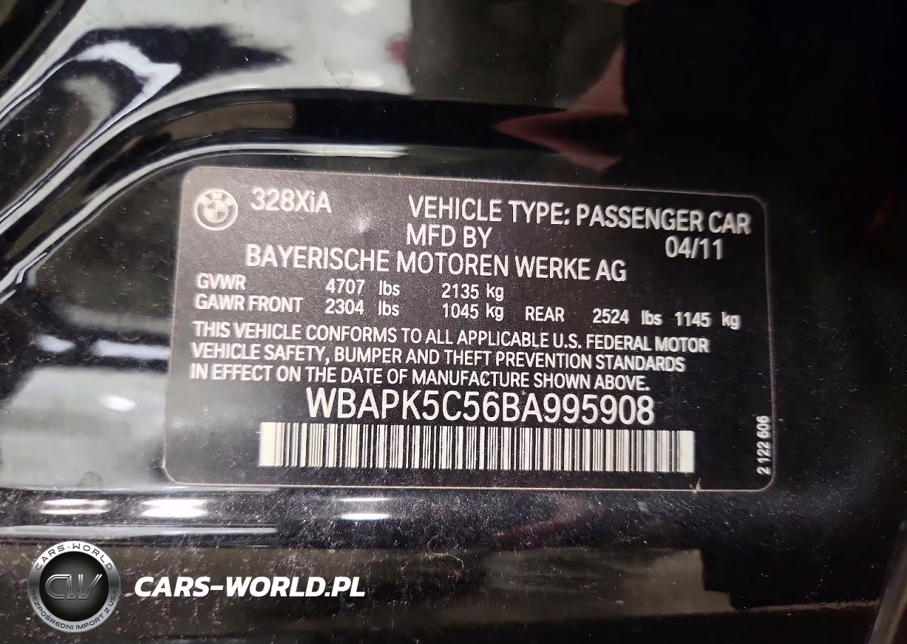 2011 BMW 328 Xi Sulev VIN:WBAPK5C56BA995908 - 12