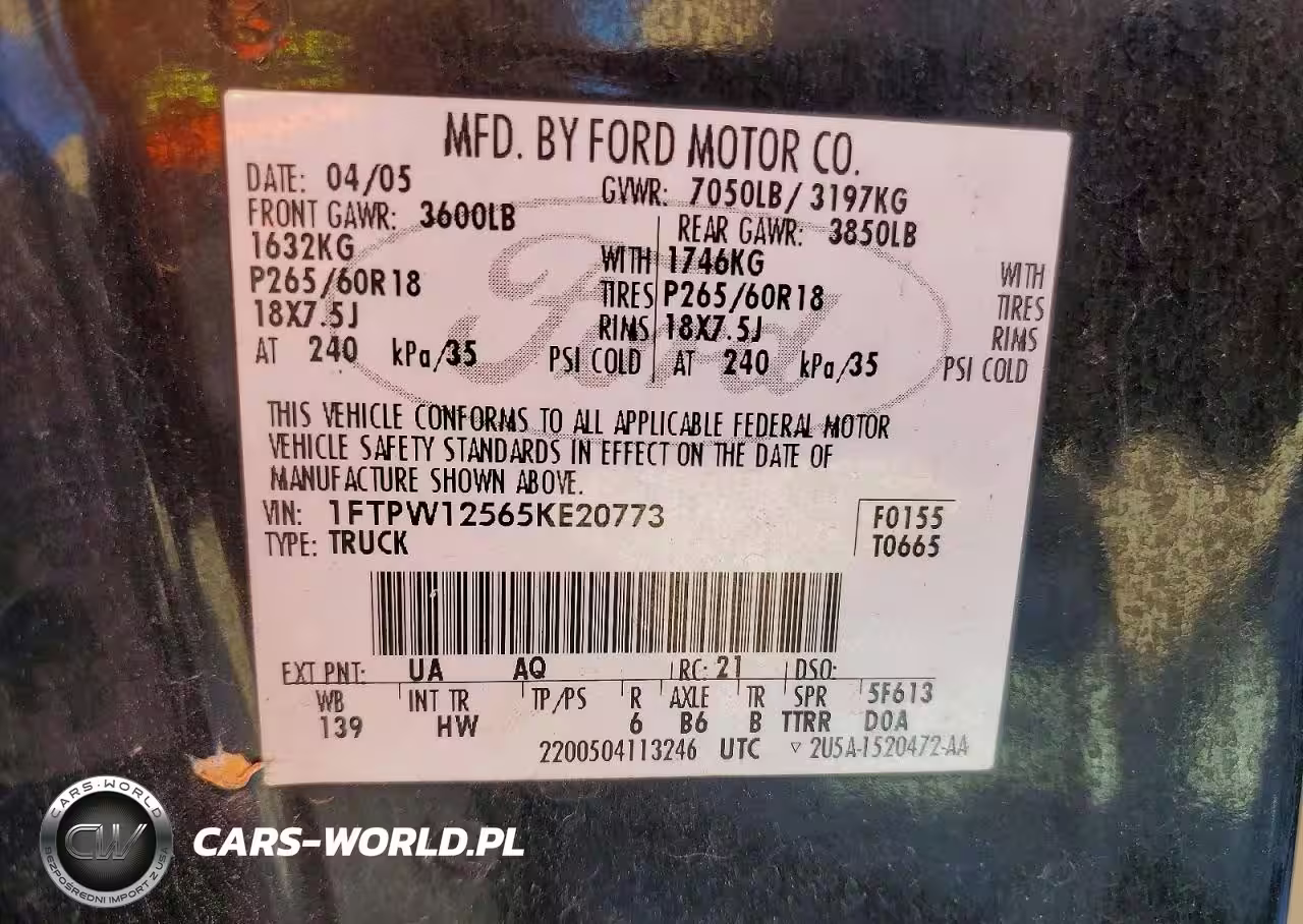 2005 Ford F150 Supercrew VIN:1FTPW12565KE20773 - 12