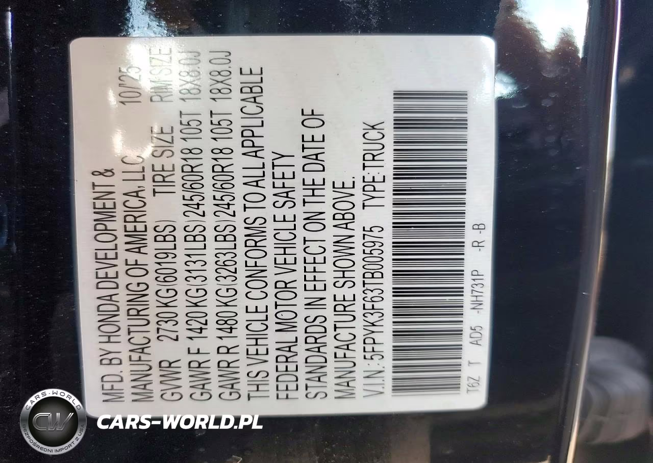 2026 Honda Ridgeline Trail Sport VIN:5FPYK3F63TB005975 - 12