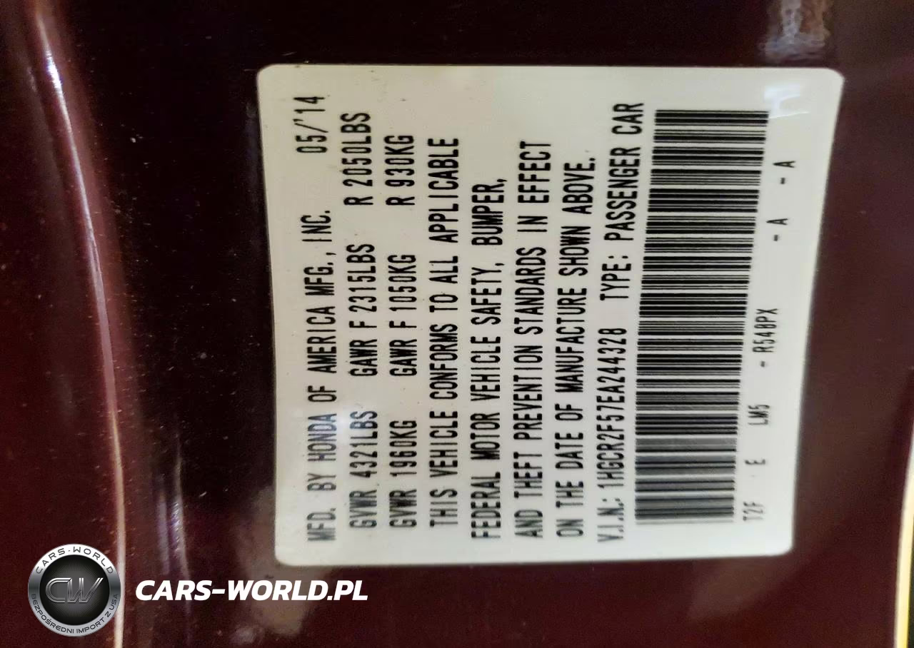 2014 Honda Accord Sport VIN:1HGCR2F57EA244328 - 12