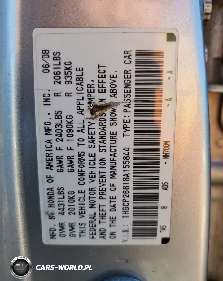 2008 Honda Accord Exl VIN:1HGCP26818A155844 - 13