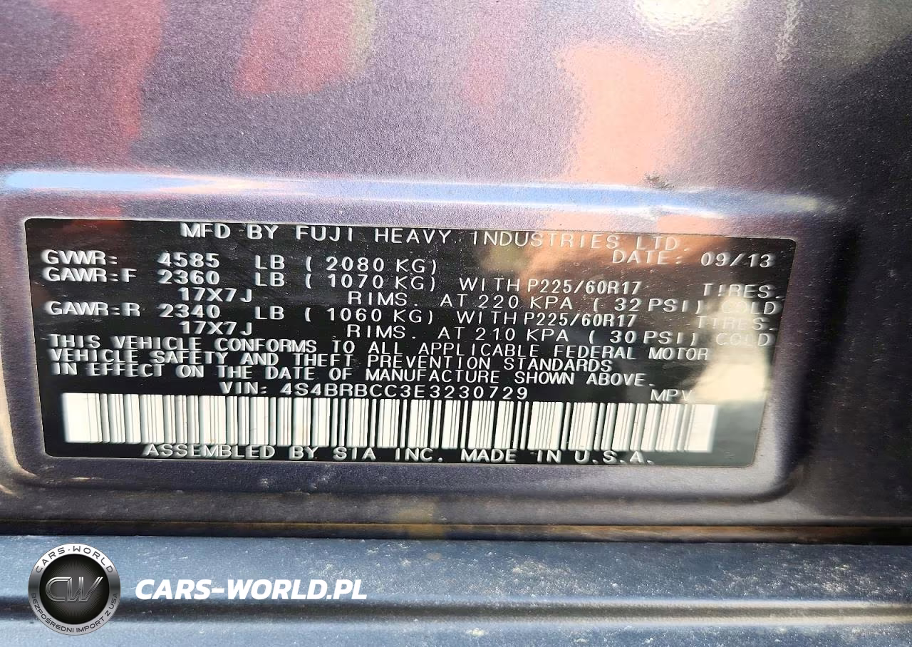 2014 Subaru Outback 2.5I Premium VIN:4S4BRBCC3E3230729 - 12