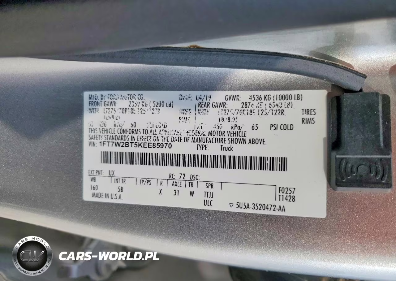 2019 Ford F250 Super Duty VIN:1FT7W2BT5KEE85970 - 13