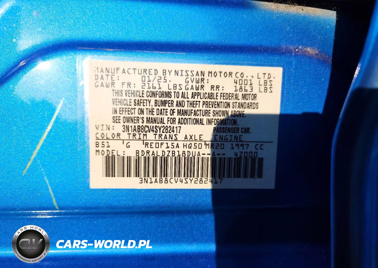 2025 Nissan Sentra Sv VIN:3N1AB8CV4SY282417 - 12