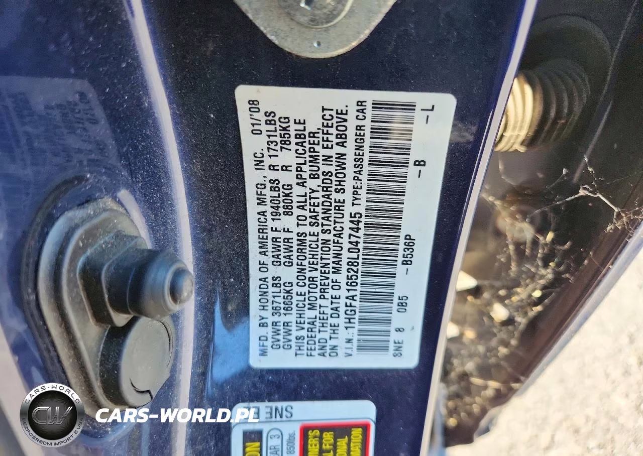 2008 Honda Civic Lx VIN:1HGFA16528L047445 - 12