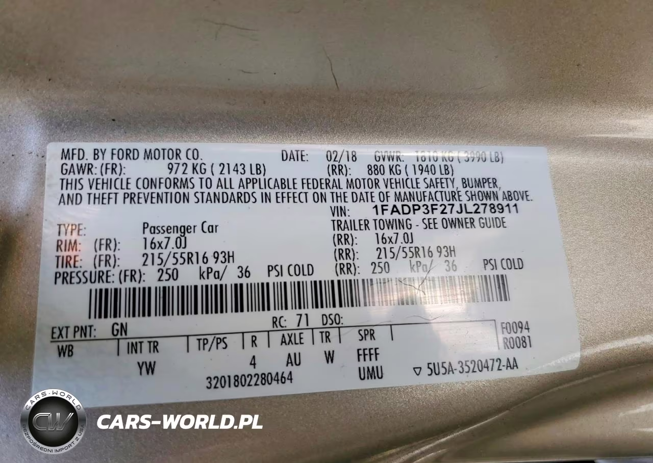 2018 Ford Focus Se VIN:1FADP3F27JL278911 - 12