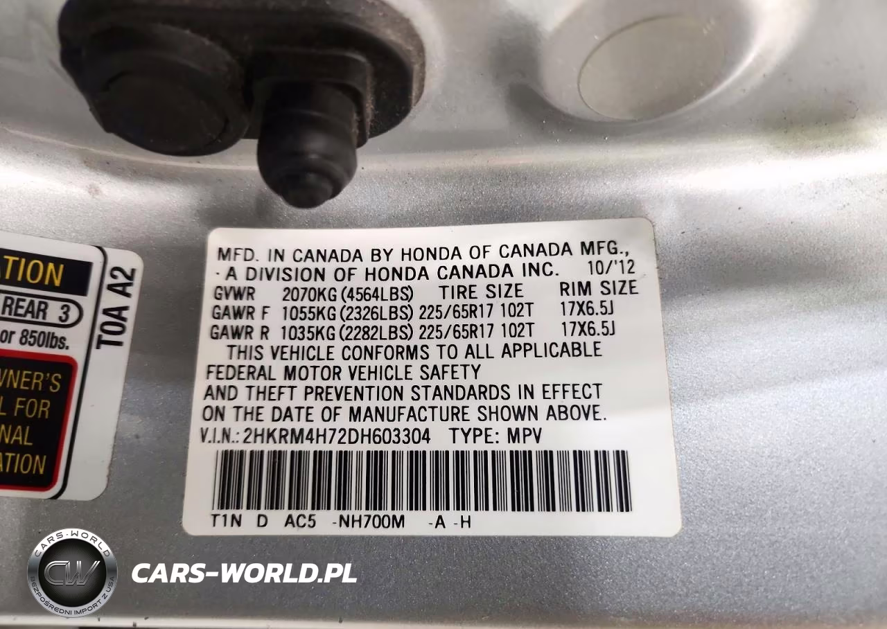 2013 Honda Cr-V Exl VIN:2HKRM4H72DH603304 - 13
