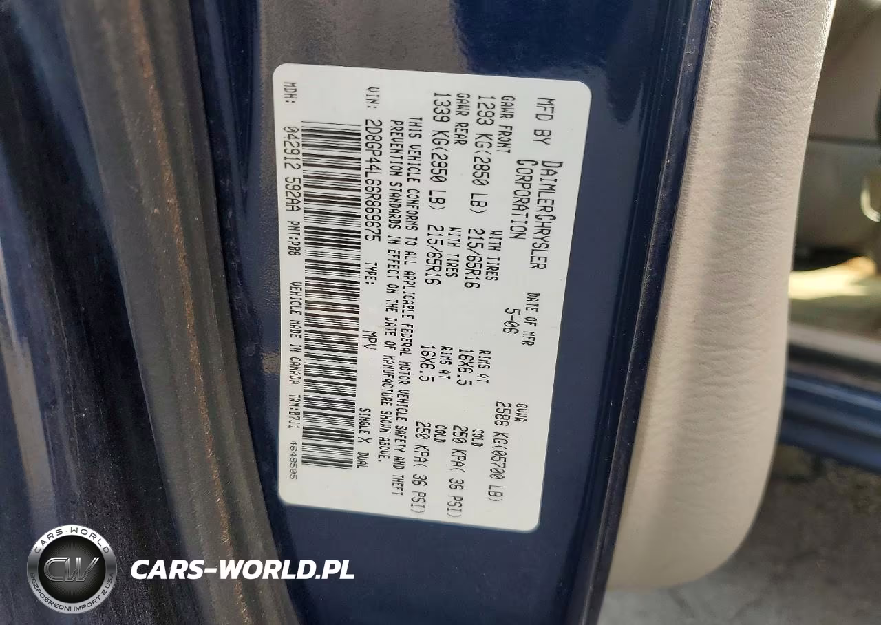 2006 Dodge Grand Caravan Sxt VIN:2D8GP44L66R869675 - 13