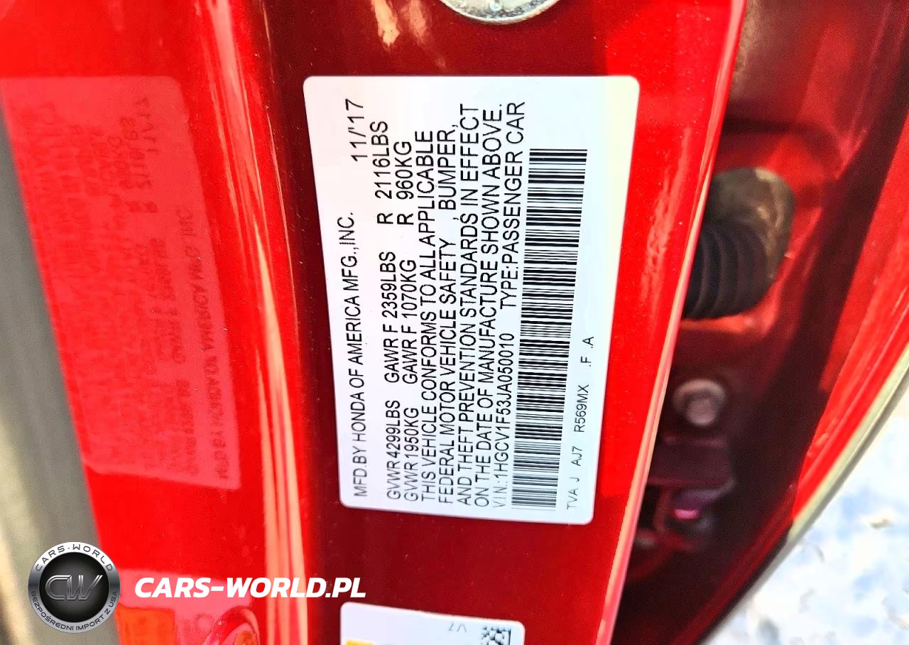 2018 Honda Accord Exl VIN:1HGCV1F53JA050010 - 12