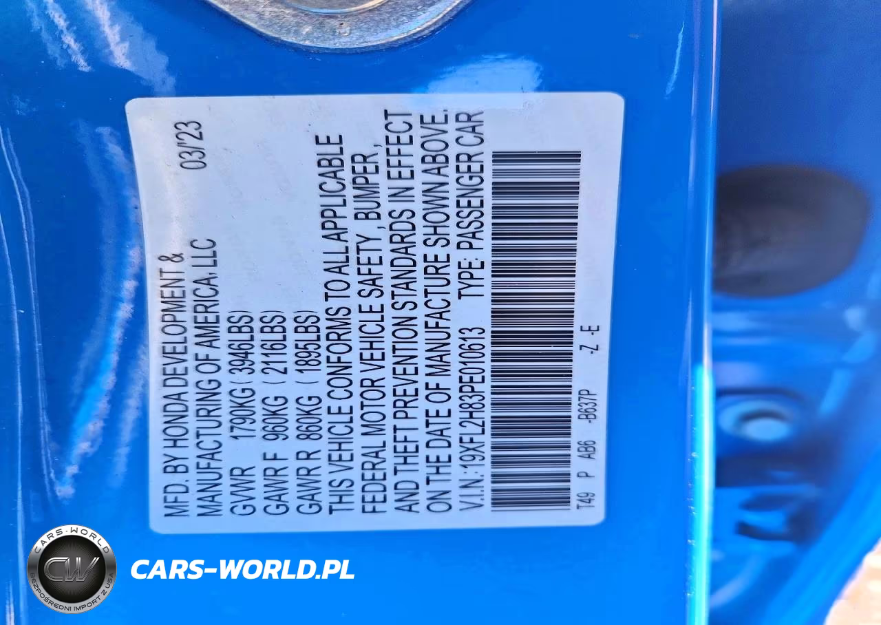 2023 Honda Civic Sport VIN:19XFL2H83PE010613 - 13