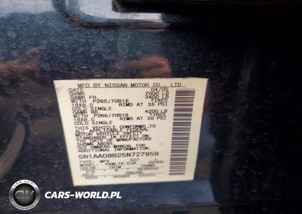 2005 Nissan Armada Se VIN:5N1AA08B25N727959 - 13