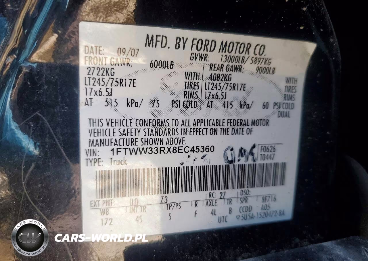 2008 Ford F350 Super Duty VIN:1FTWW33RX8EC45360 - 13