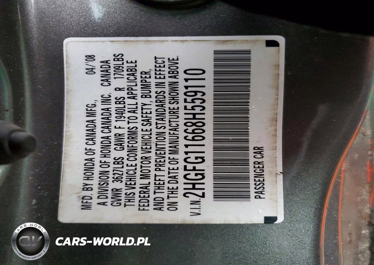 2008 Honda Civic VIN:2HGFG11668H559110 - 13