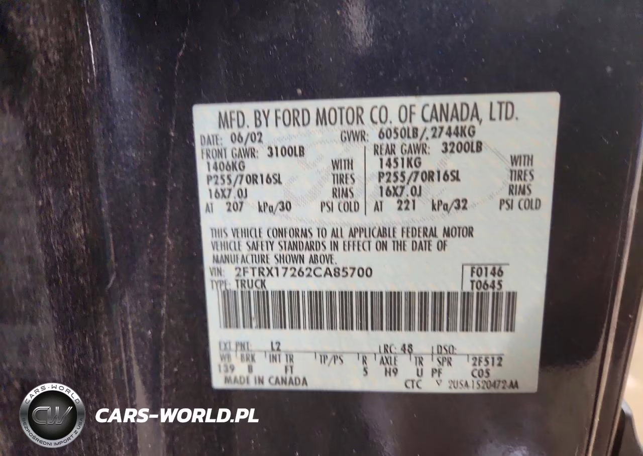 2002 Ford F150 VIN:2FTRX17262CA85700 - 12