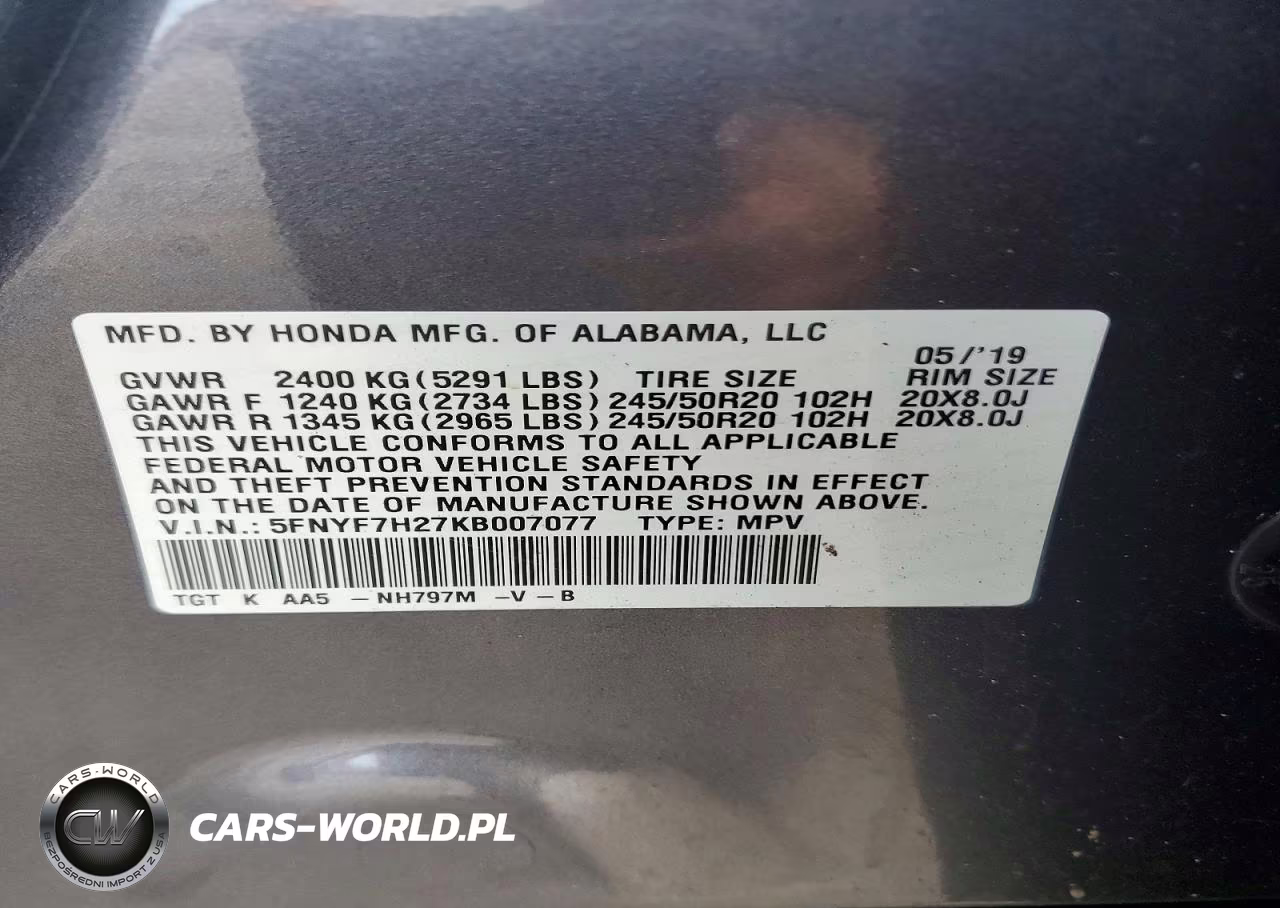 2019 Honda Passport Sport VIN:5FNYF7H27KB007077 - 13