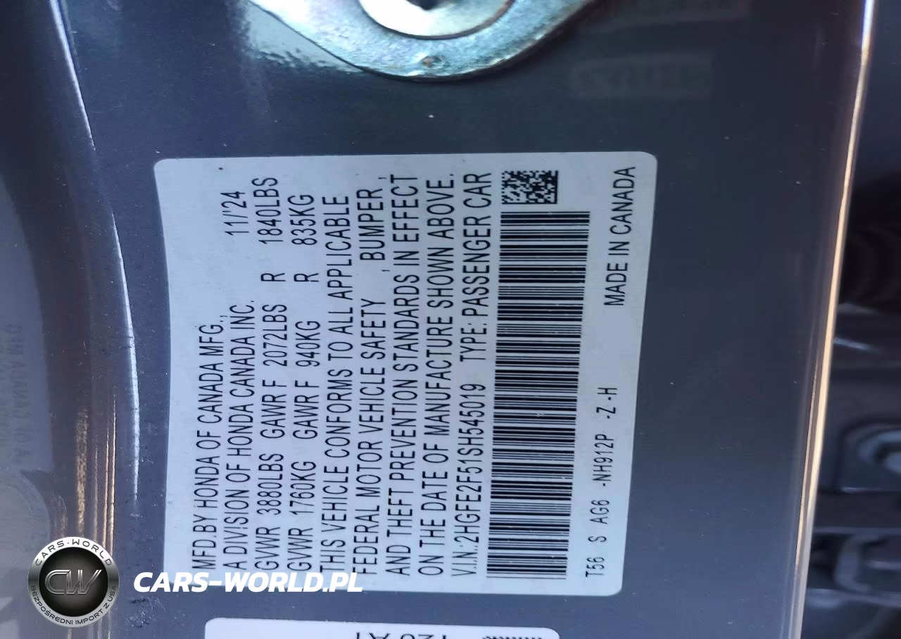 2025 Honda Civic Sport VIN:2HGFE2F51SH545019 - 12