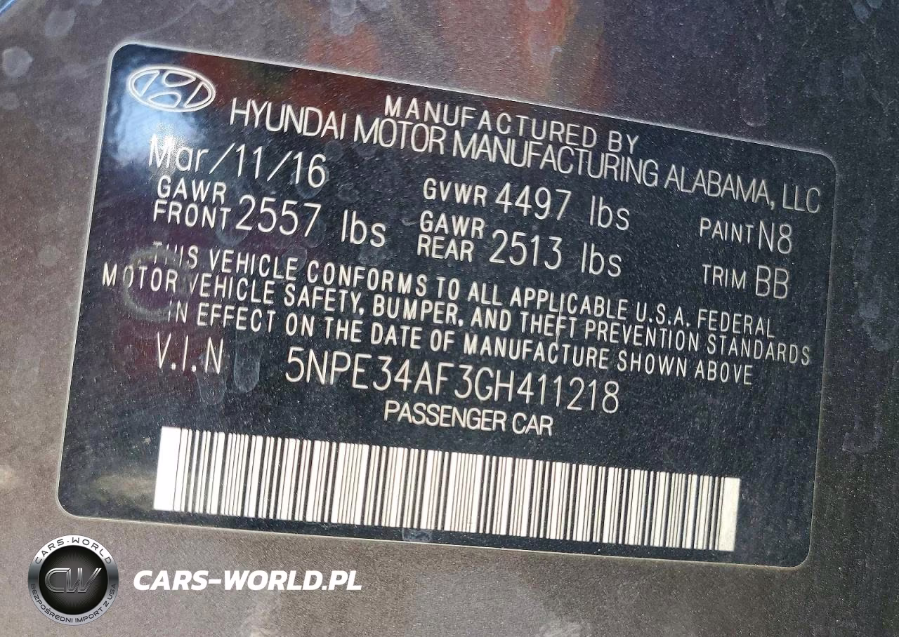 2016 Hyundai Sonata Sport VIN:5NPE34AF3GH411218 - 12