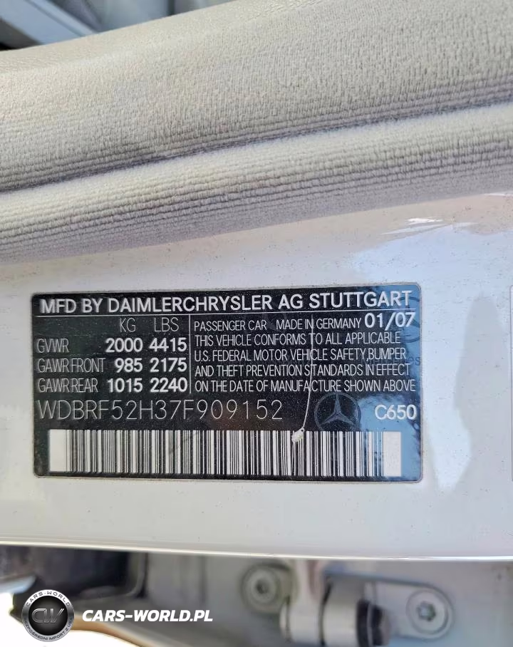 2007 Mercedes-Benz C 230 VIN:WDBRF52H37F909152 - 12