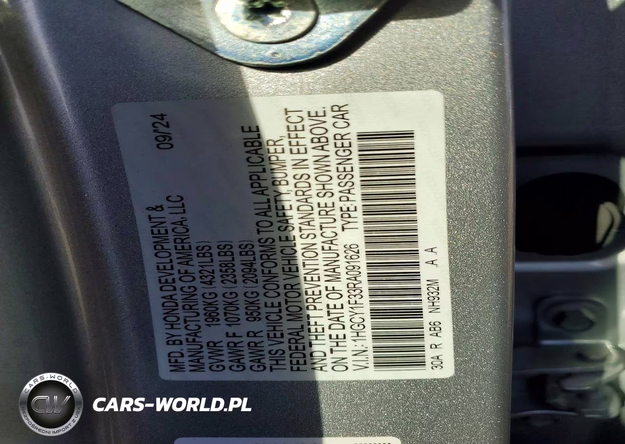 2024 Honda Accord Ex VIN:1HGCY1F33RA091626 - 12