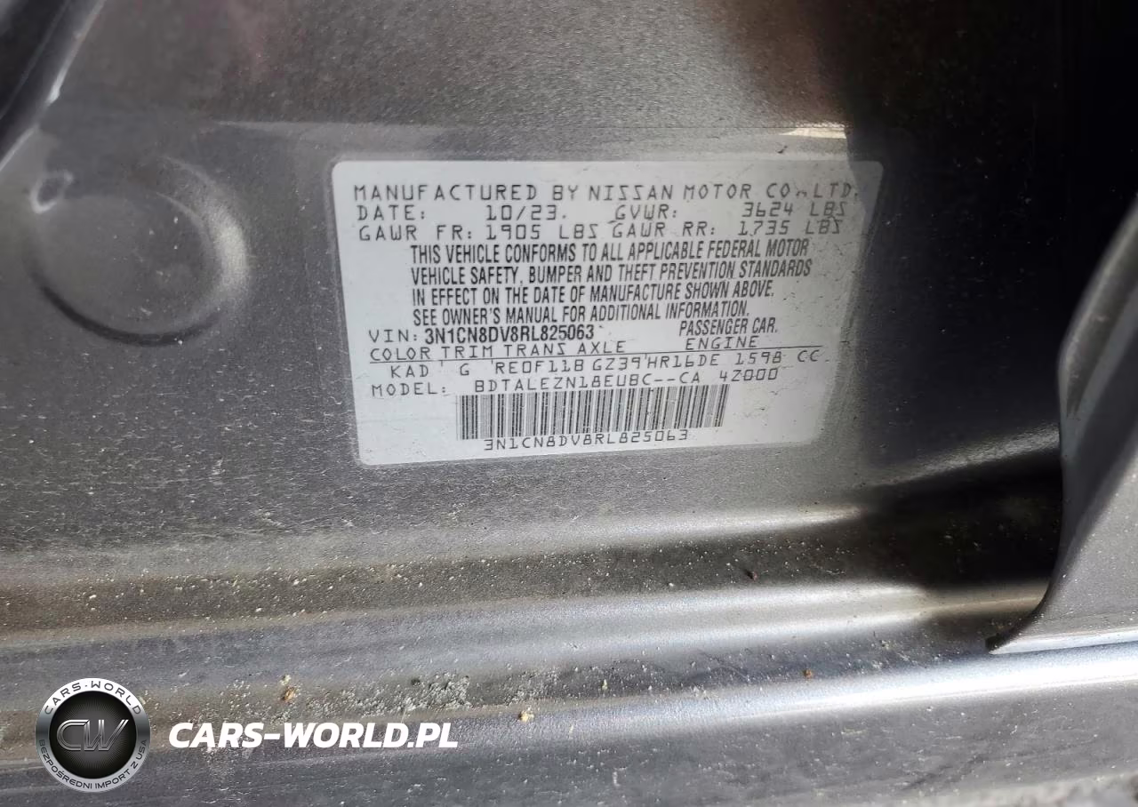 2024 Nissan Versa S VIN:3N1CN8DV8RL825063 - 12