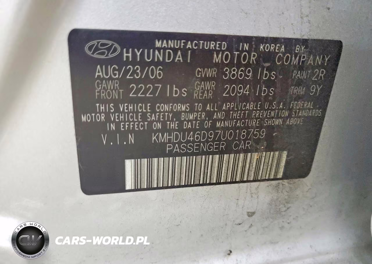 2007 Hyundai Elantra Gls VIN:KMHDU46D97U018759 - 12