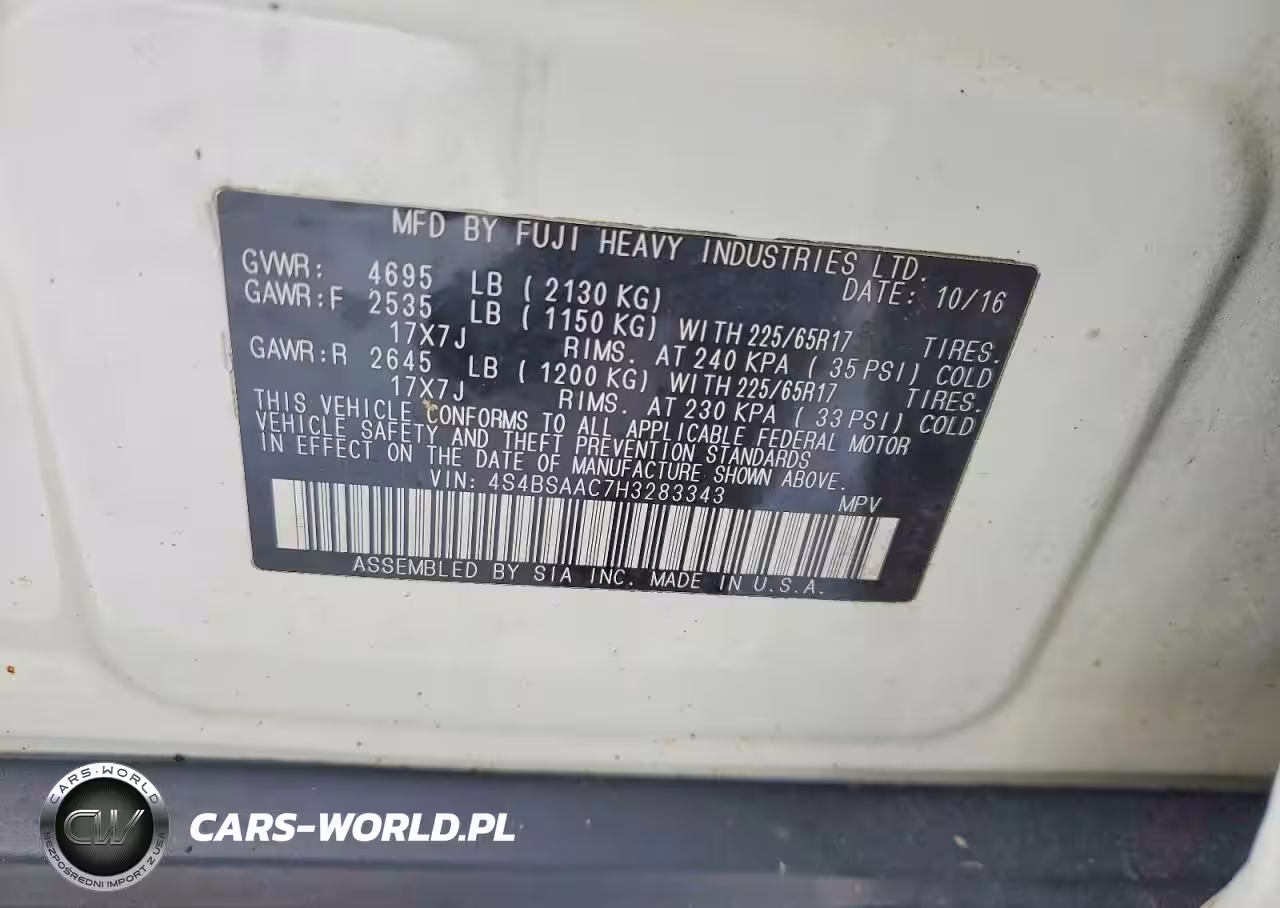 2017 Subaru Outback 2.5I VIN:4S4BSAAC7H3283343 - 13