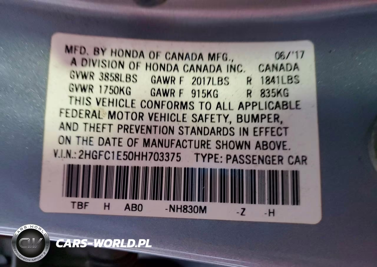 2017 Honda Civic Si VIN:2HGFC1E50HH703375 - 13