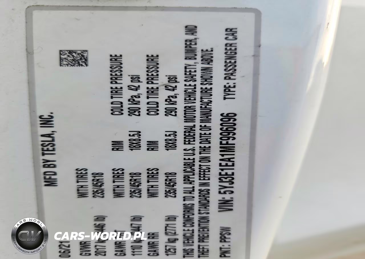 2021 Tesla Model 3 VIN:5YJ3E1EA1MF996096 - 12
