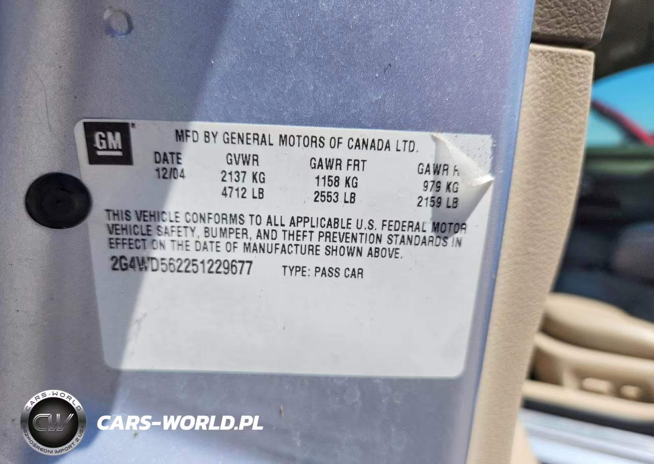 2005 Buick Lacrosse Cxl VIN:2G4WD562251229677 - 12