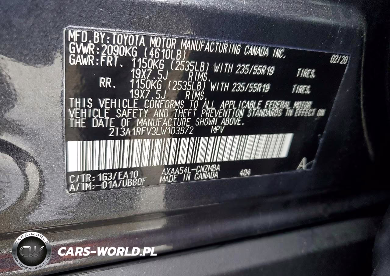 2020 Toyota Rav4 Xle Premium VIN:2T3A1RFV3LW103972 - 14