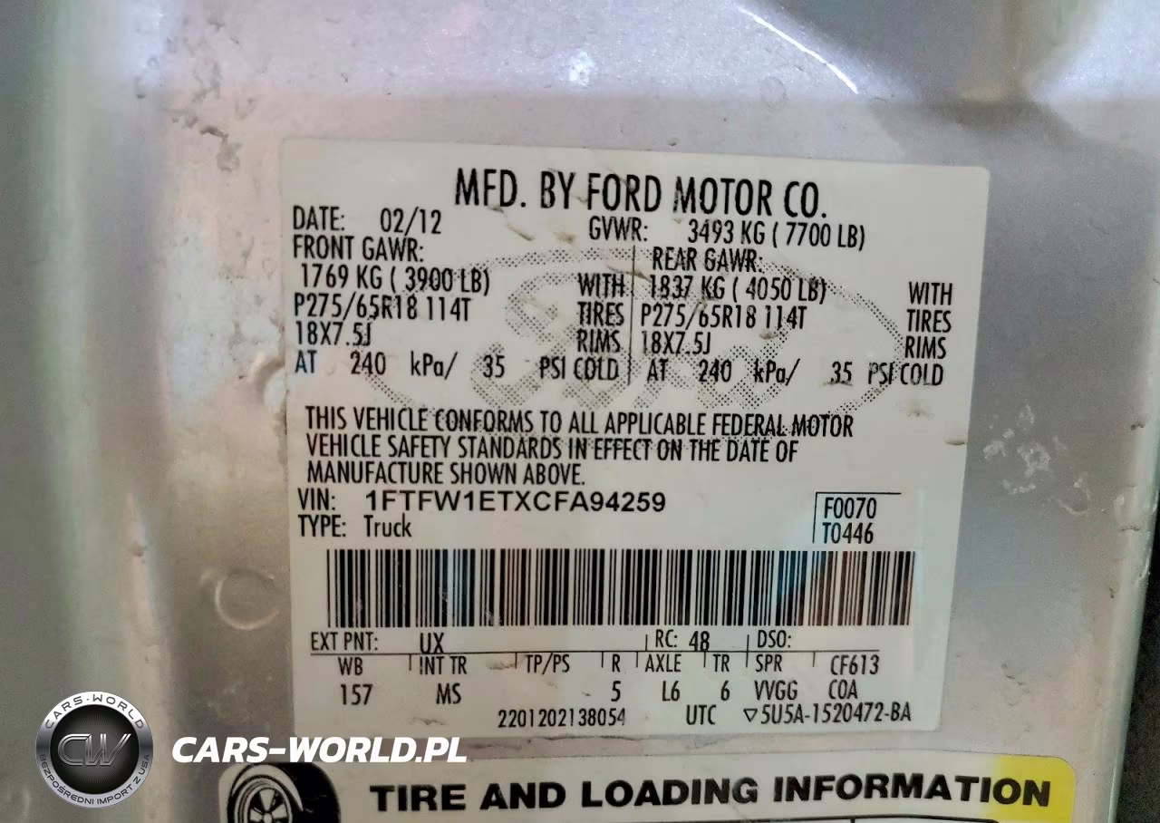 2012 Ford F150 Supercrew VIN:1FTFW1ETXCFA94259 - 12