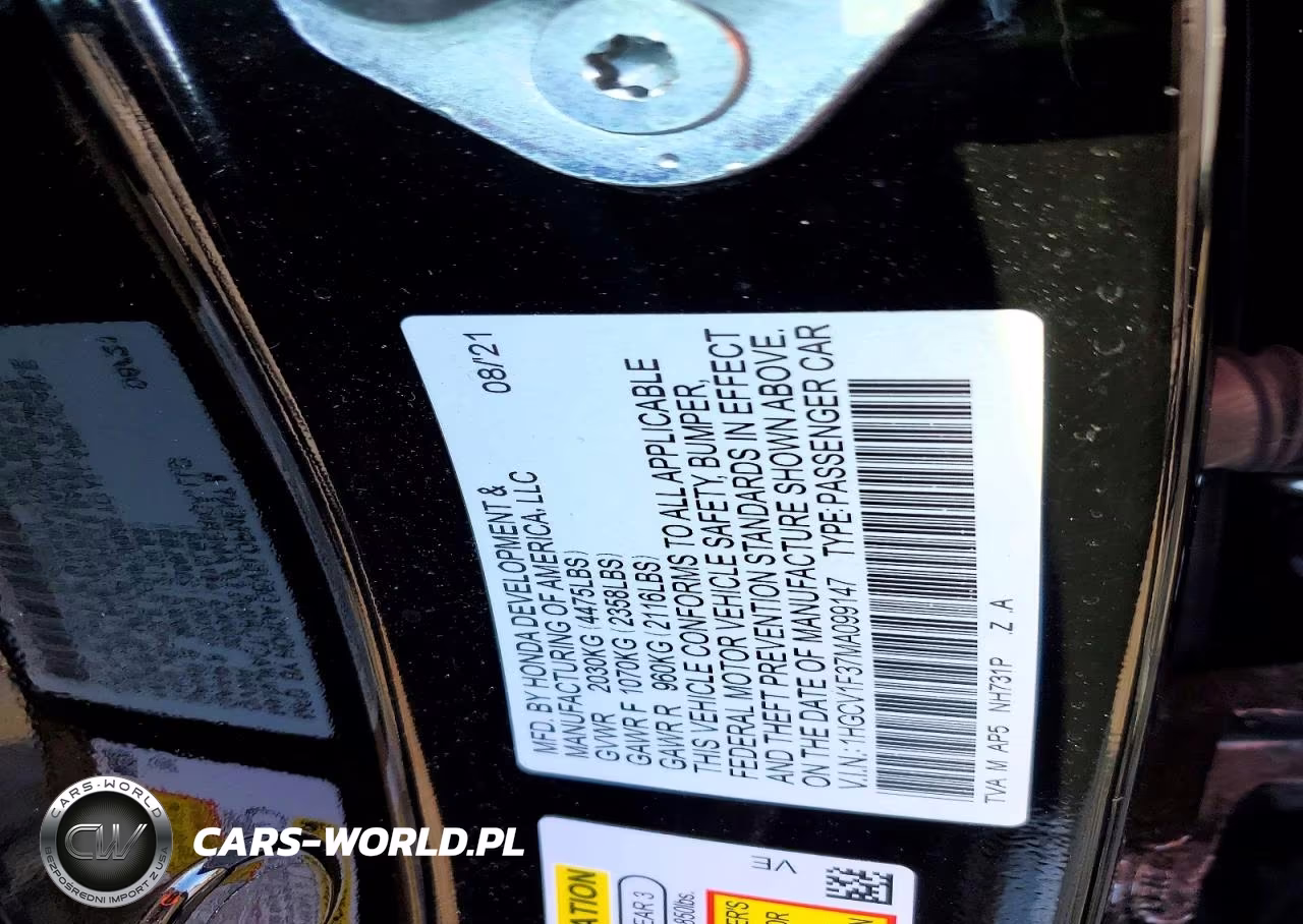 2021 Honda Accord Sport VIN:1HGCV1F37MA099147 - 12