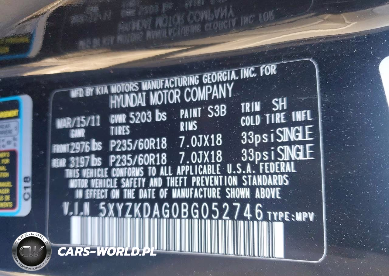 2011 Hyundai Santa Fe Limited VIN:5XYZKDAG0BG052746 - 13