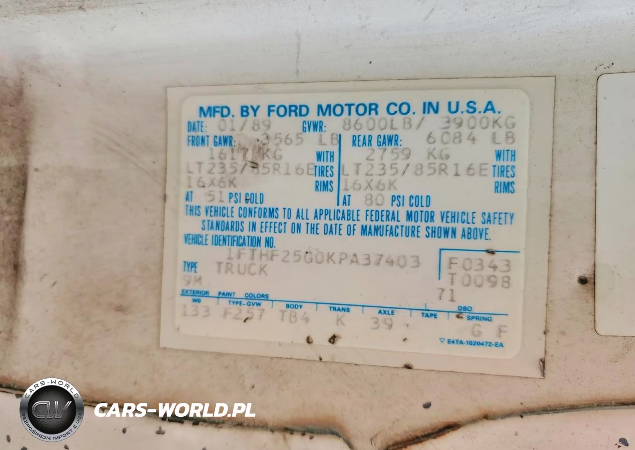 1989 Ford F250 VIN:1FTHF25G0KPA37403 - 12