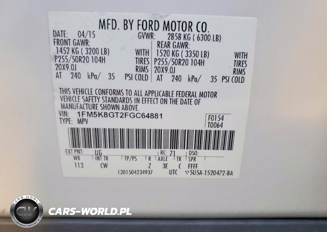 2015 Ford Explorer Sport VIN:1FM5K8GT2FGC64881 - 12
