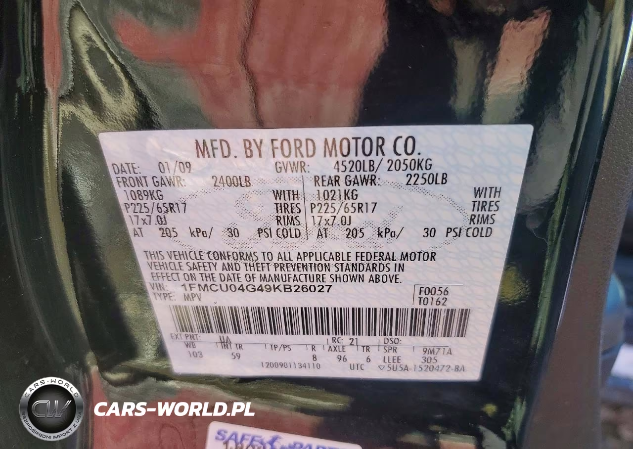 2009 Ford Escape Limited VIN:1FMCU04G49KB26027 - 13