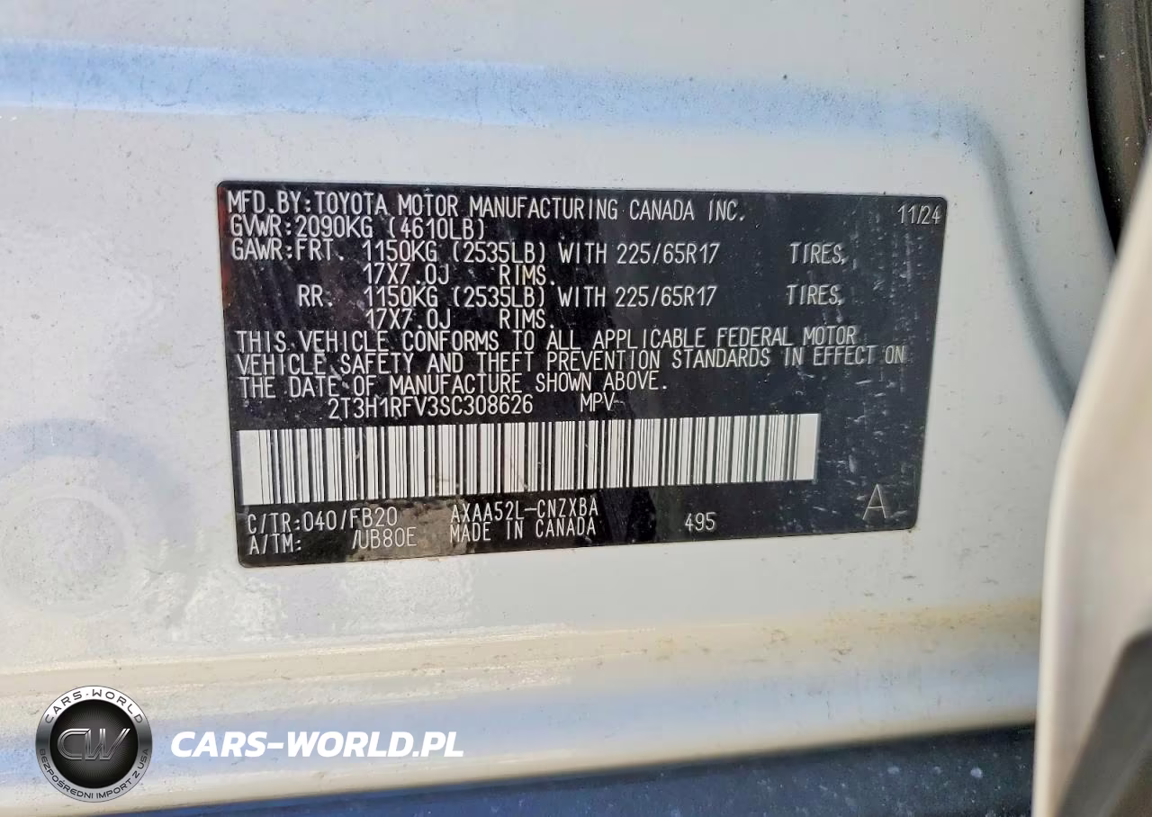 2025 Toyota Rav4 Le VIN:2T3H1RFV3SC308626 - 12