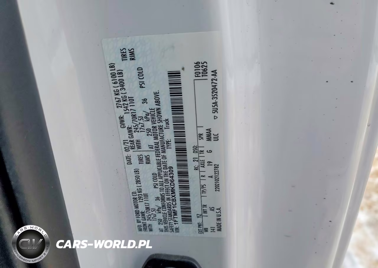 2021 Ford F150 VIN:1FTMF1CBXMKD64309 - 12