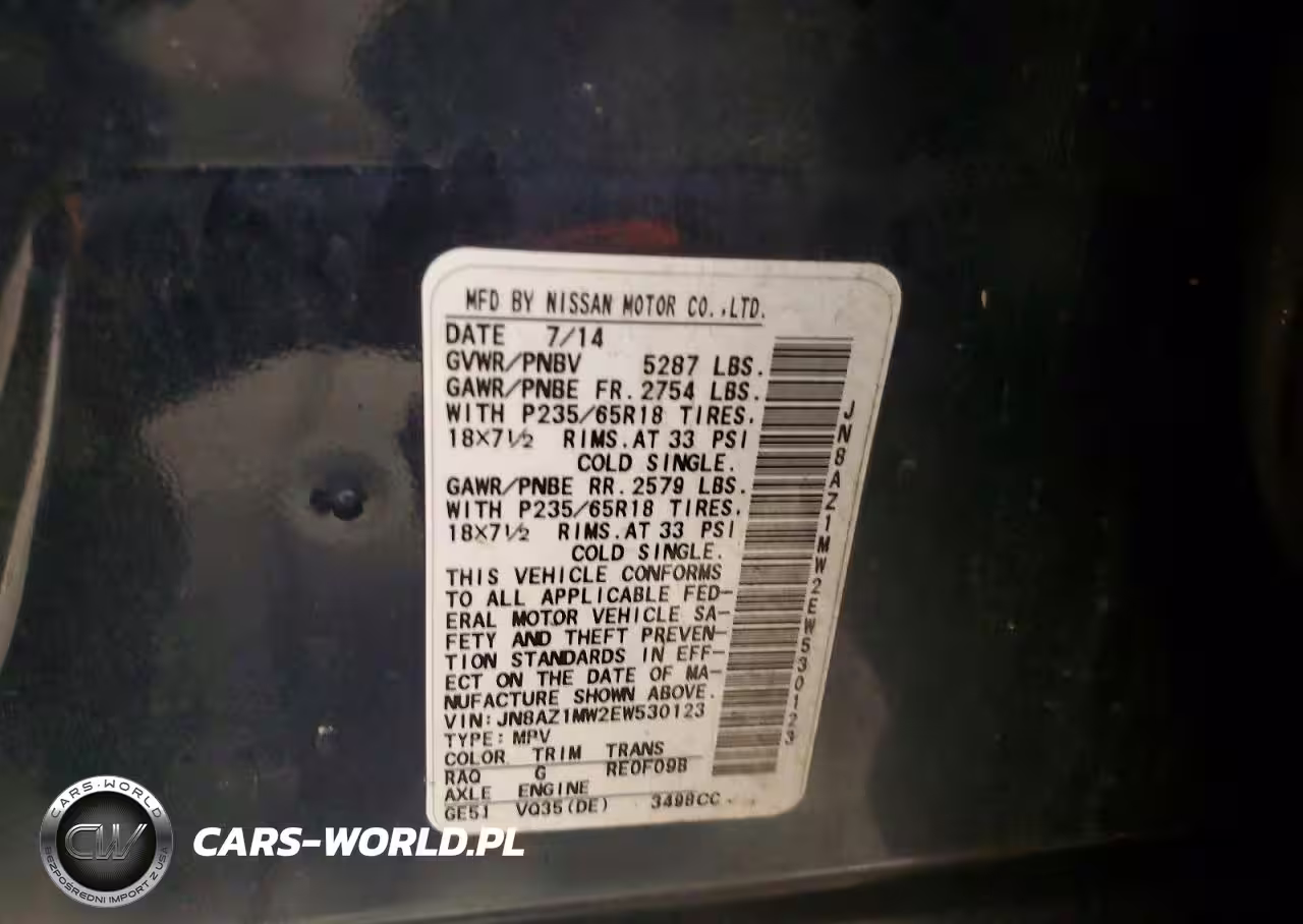 2014 Nissan Murano S VIN:JN8AZ1MW2EW530123 - 13
