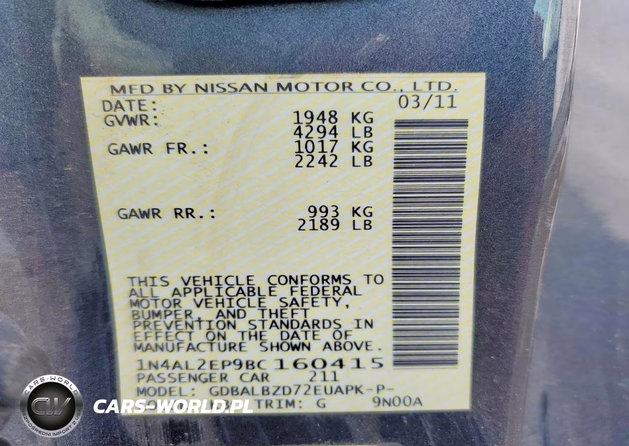 2011 Nissan Altima S VIN:1N4AL2EP9BC160415 - 13