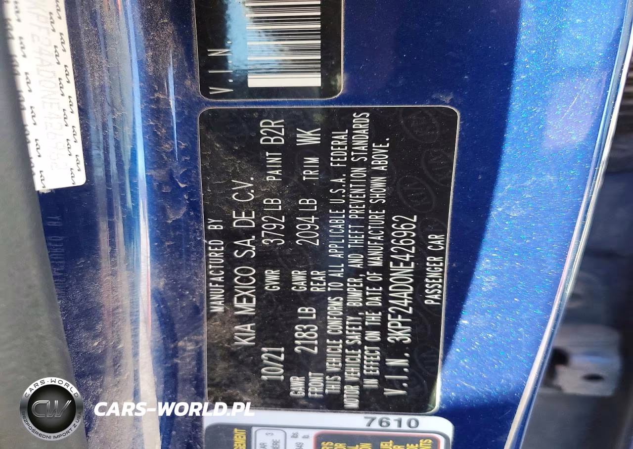 2022 Kia Forte Fe VIN:3KPF24AD0NE426962 - 12