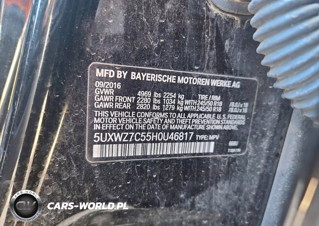 2017 BMW X3 Sdrive28I VIN:5UXWZ7C55H0U46817 - 12