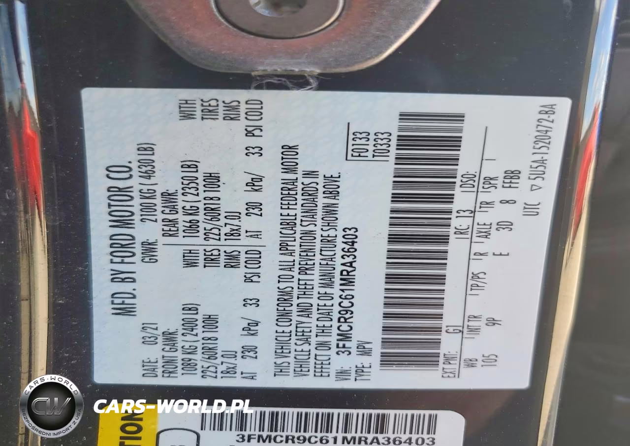 2021 Ford Bronco Sport Outer Banks VIN:3FMCR9C61MRA36403 - 13
