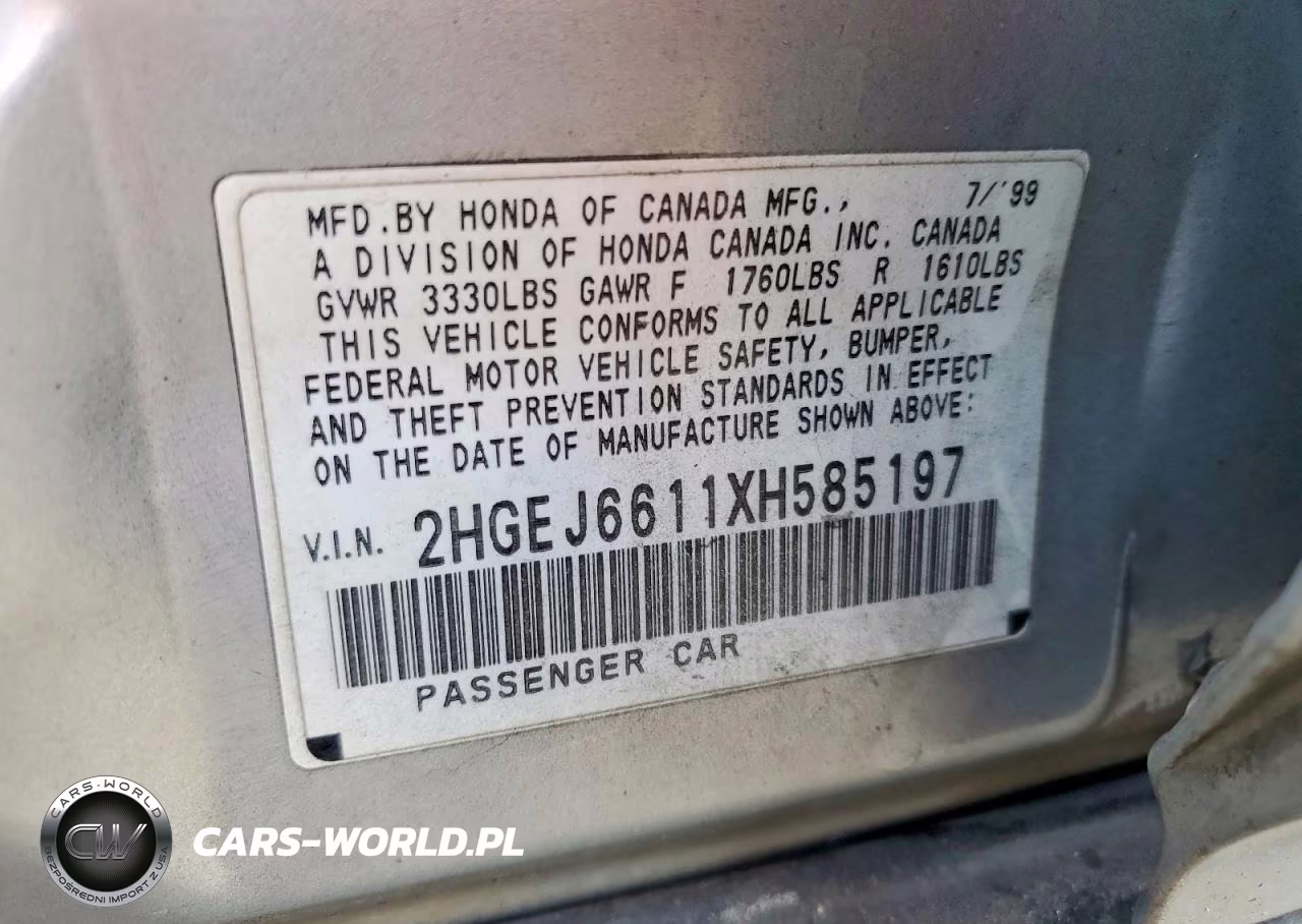1999 Honda Civic Base VIN:2HGEJ6611XH585197 - 12