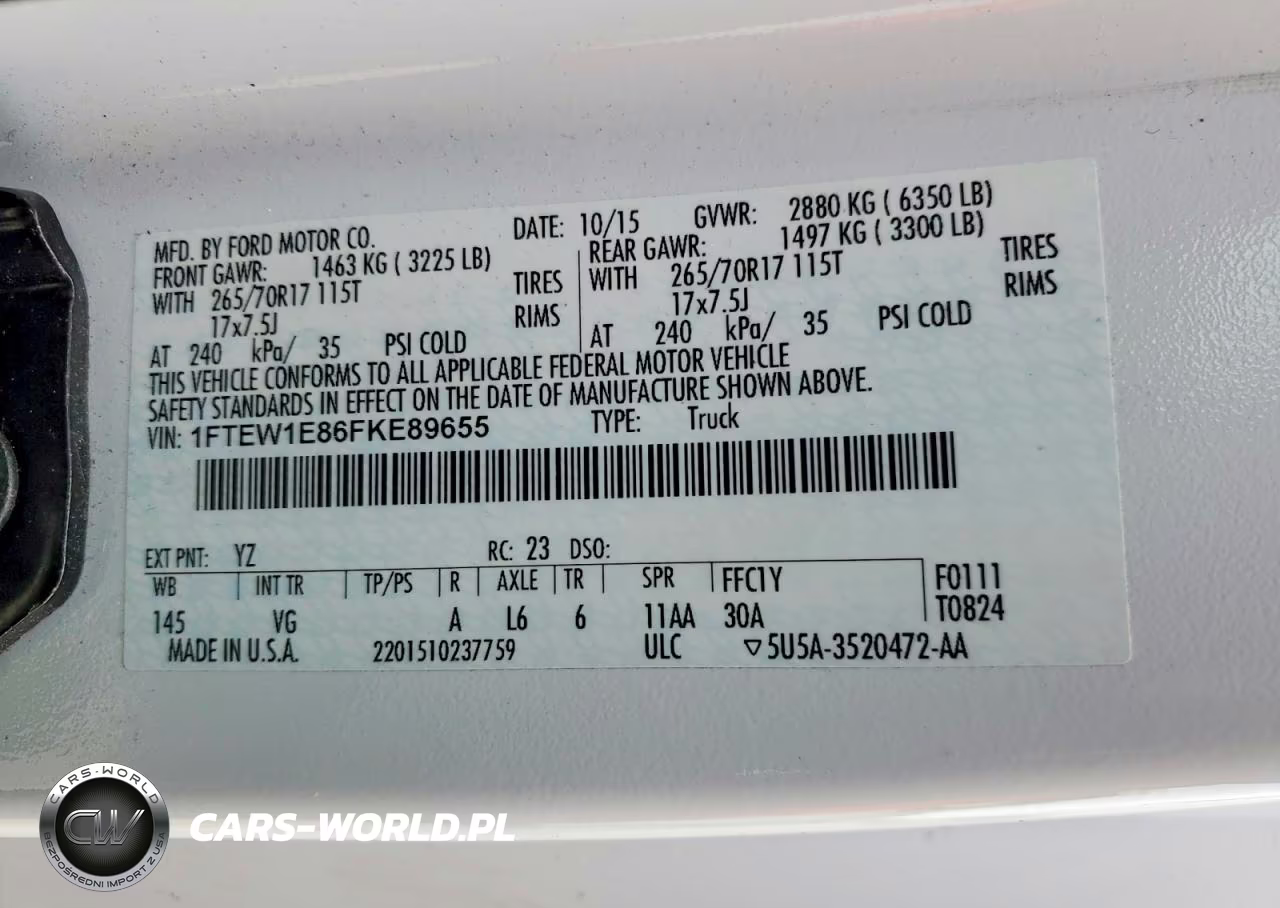 2015 Ford F150 Supercrew VIN:1FTEW1E86FKE89655 - 12