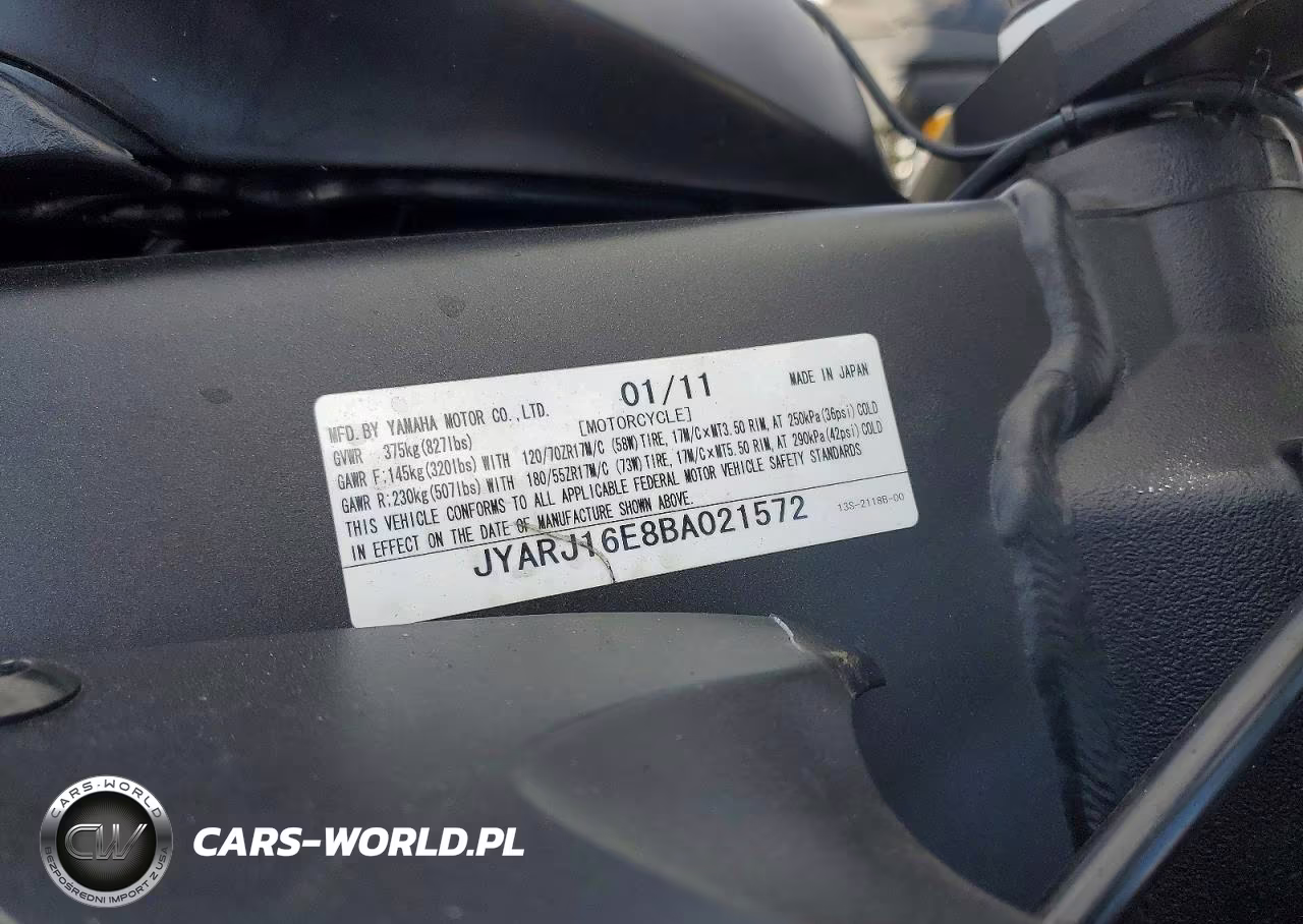 2011 Yamaha Yzfr6 VIN:JYARJ16E8BA021572 - 9